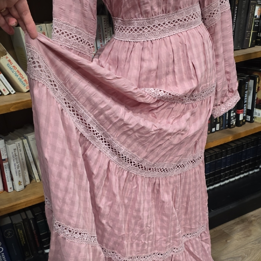 Chic Long Sleeve Pink Maxi Dress, Size 8, Never Worn With Tags - Picture 2 of 10